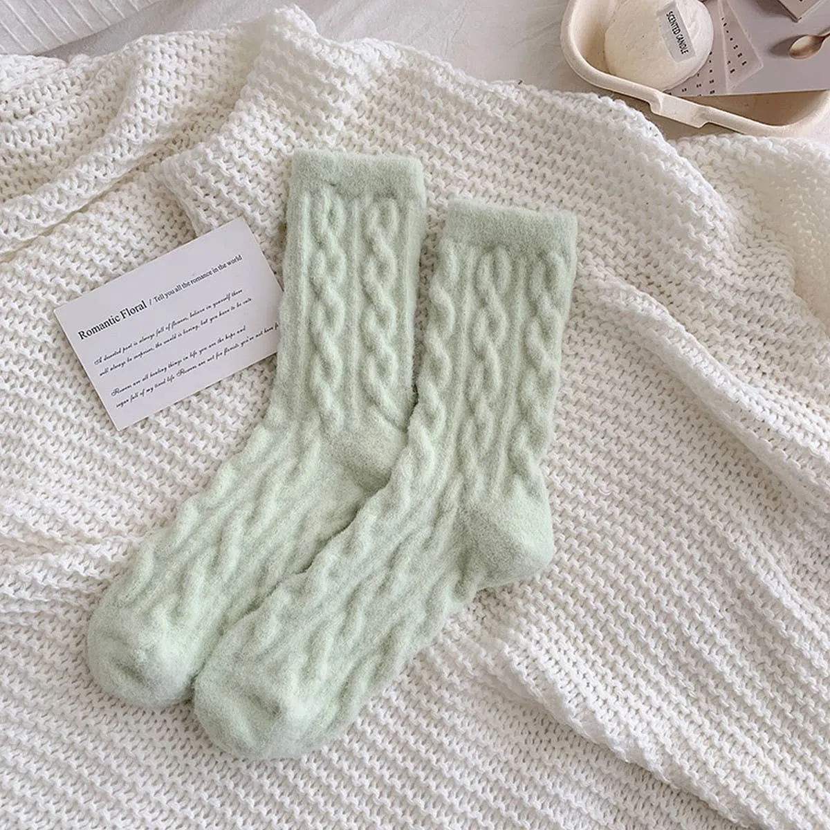 Cozy Thick Hemp Cable Knit Socks
