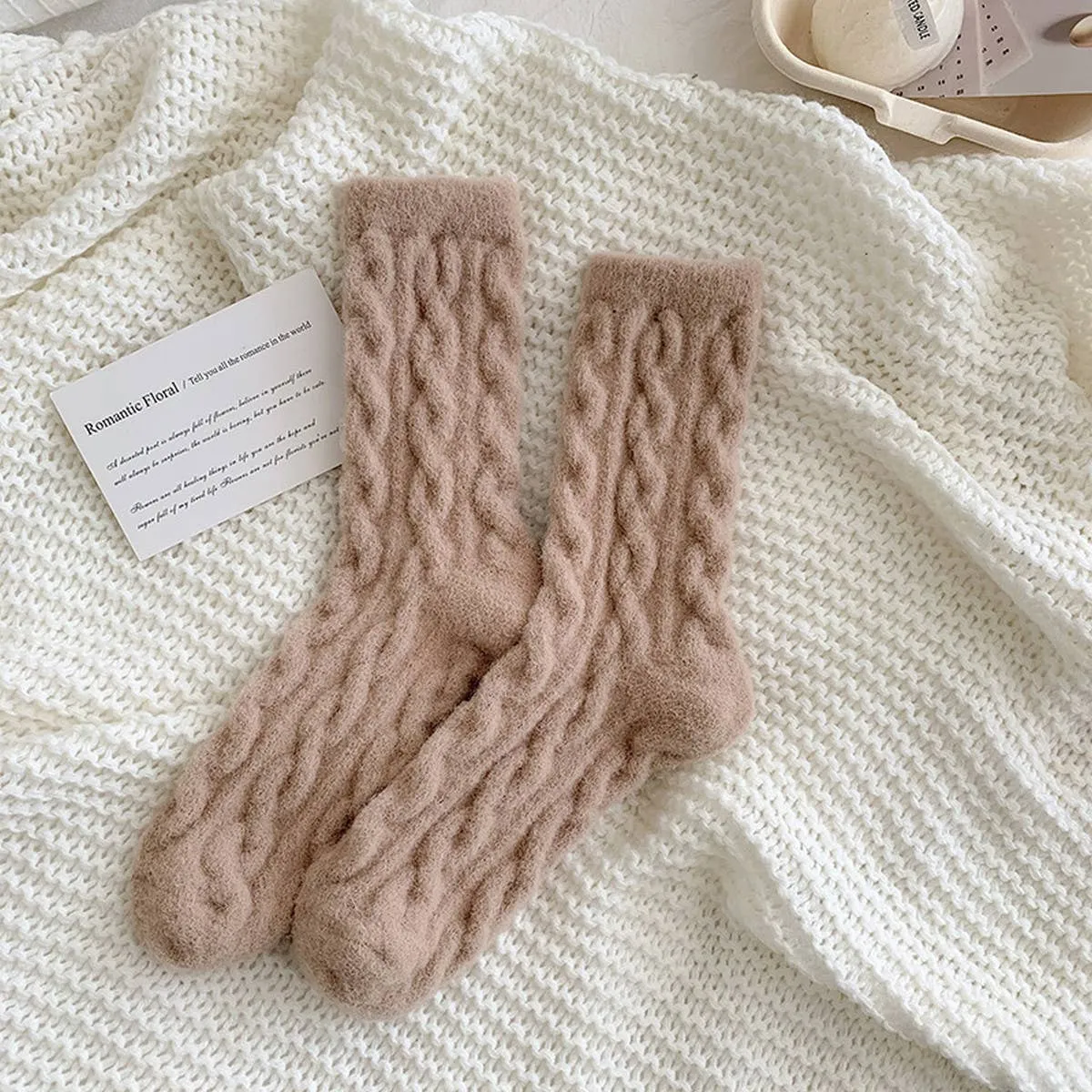 Cozy Thick Hemp Cable Knit Socks