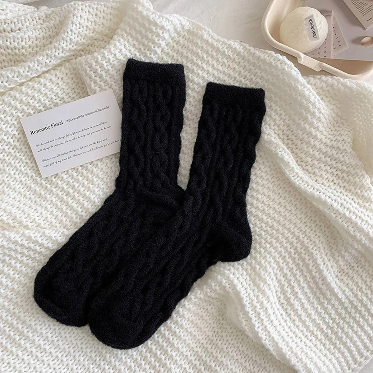 Cozy Thick Hemp Cable Knit Socks