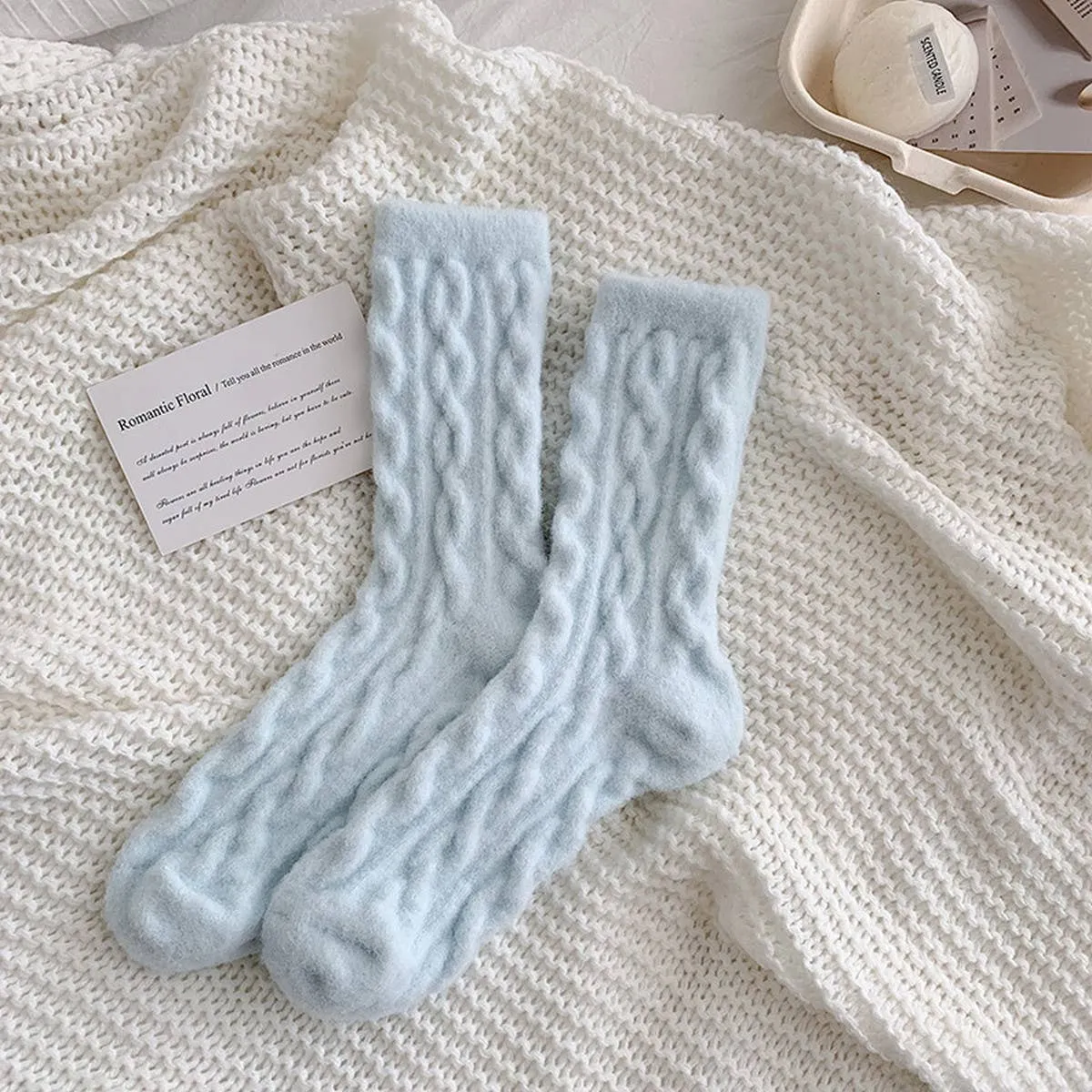 Cozy Thick Hemp Cable Knit Socks