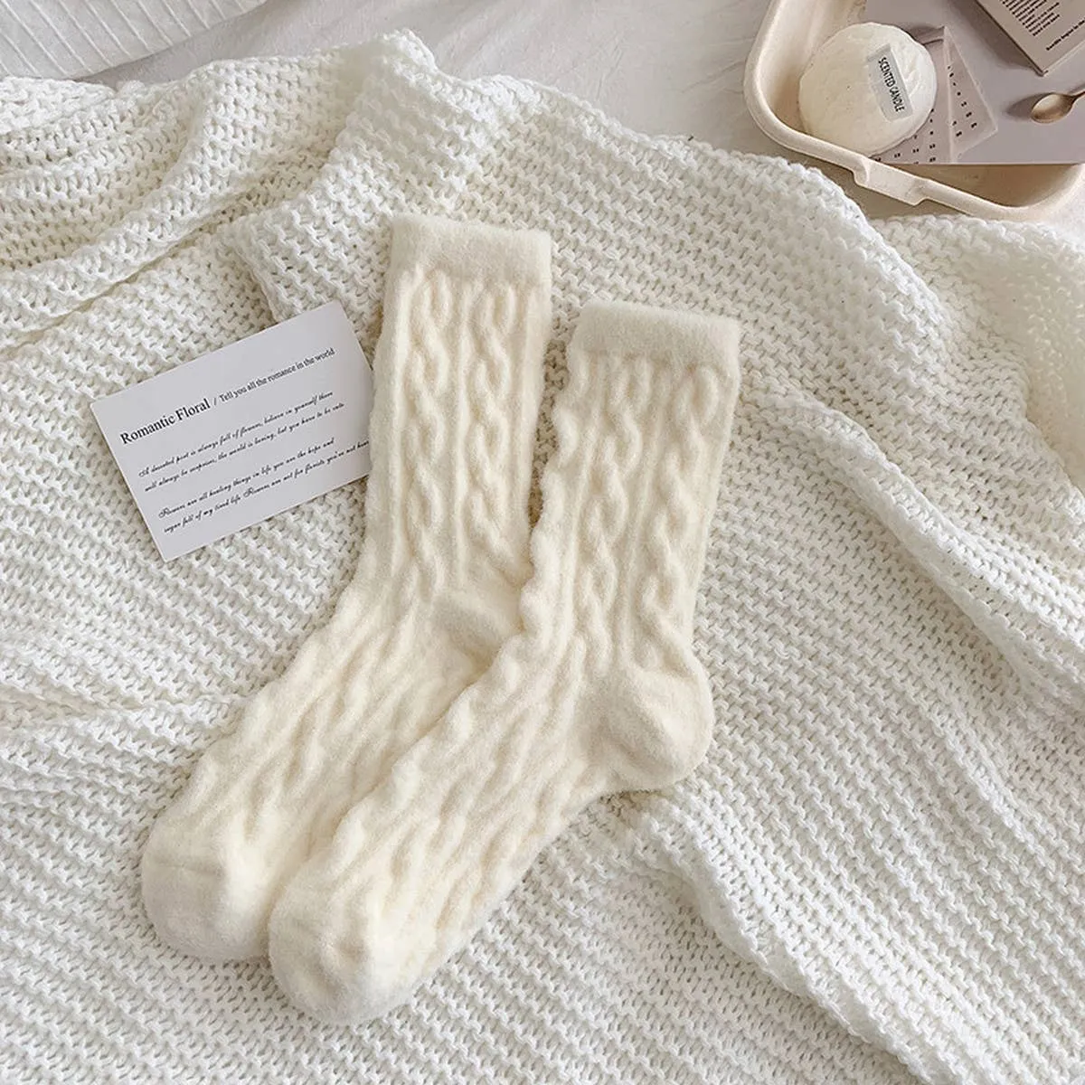 Cozy Thick Hemp Cable Knit Socks