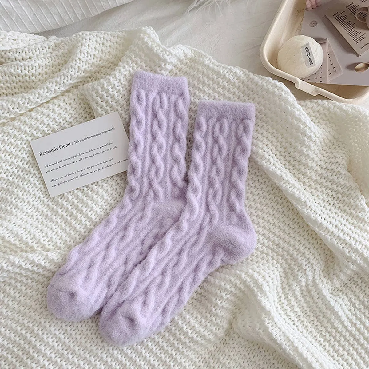 Cozy Thick Hemp Cable Knit Socks