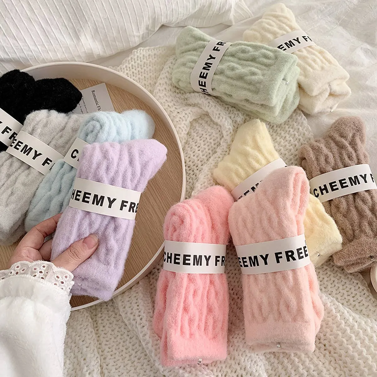 Cozy Thick Hemp Cable Knit Socks