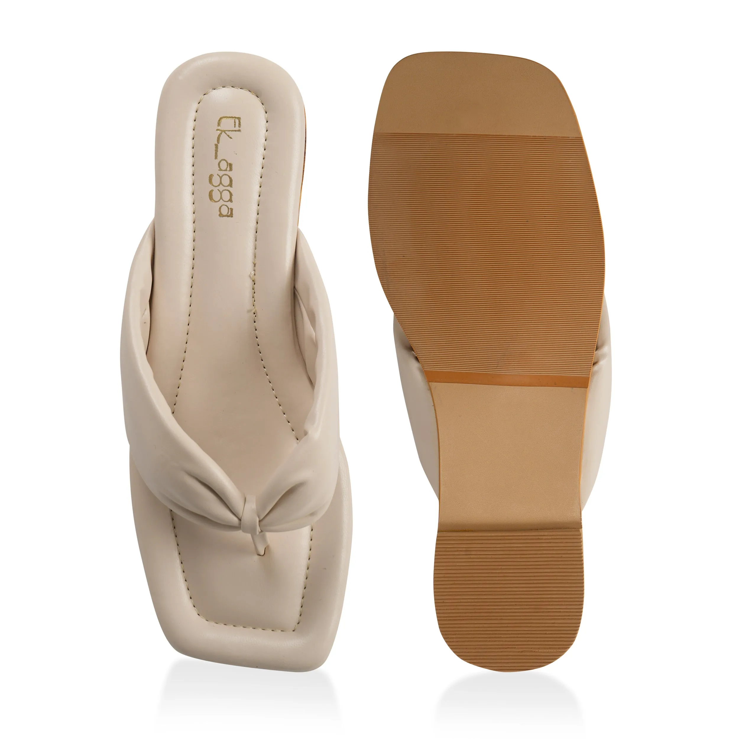 Cream  Thong  Flat
