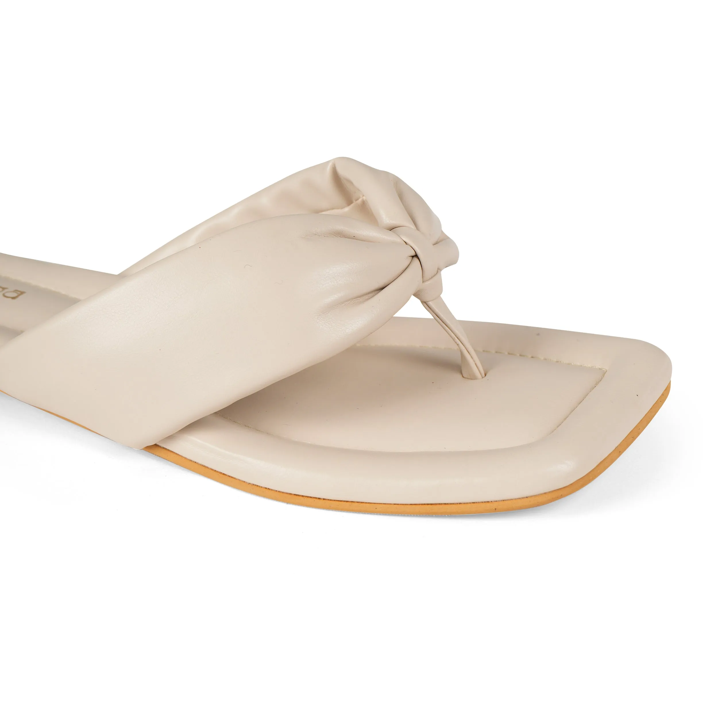 Cream  Thong  Flat