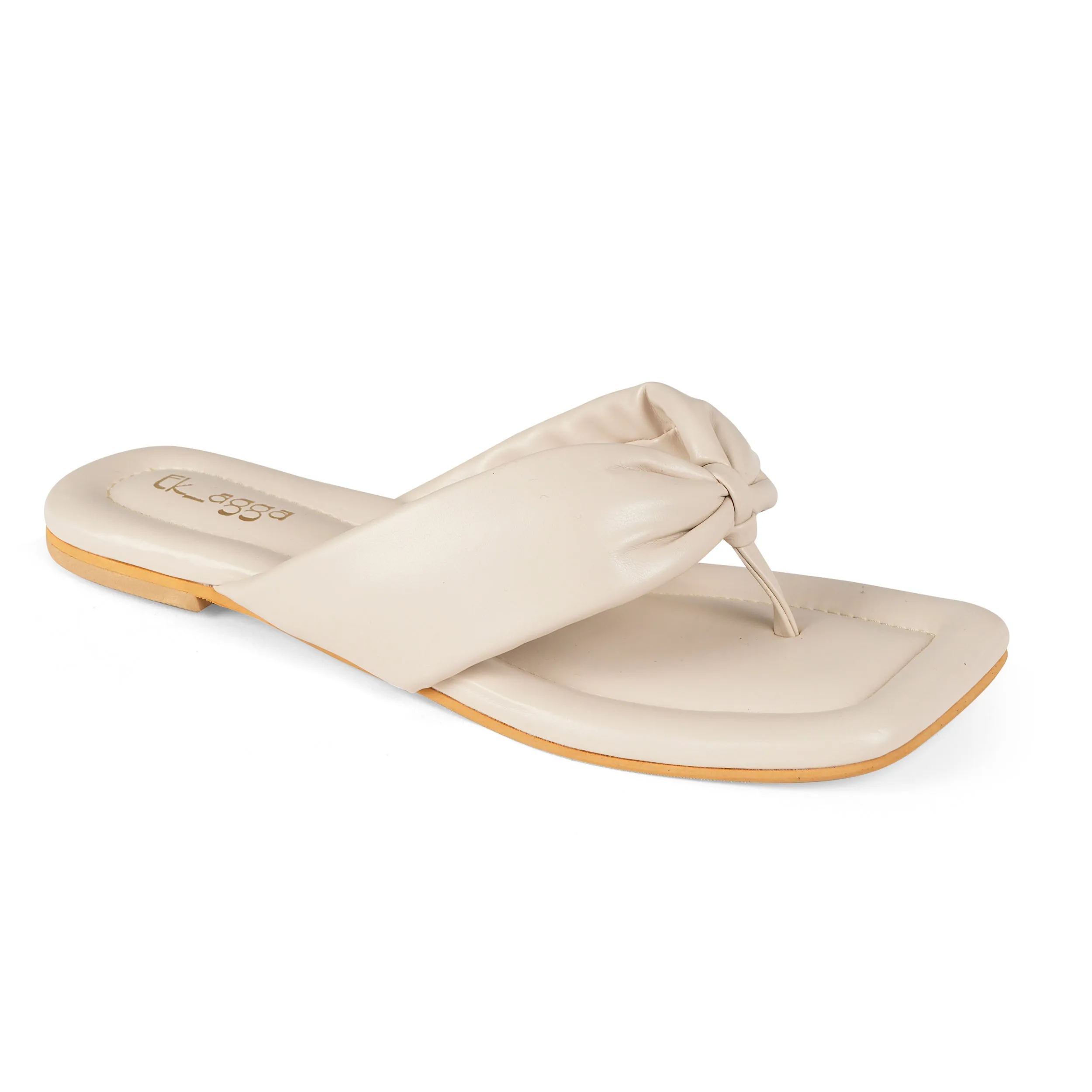 Cream  Thong  Flat