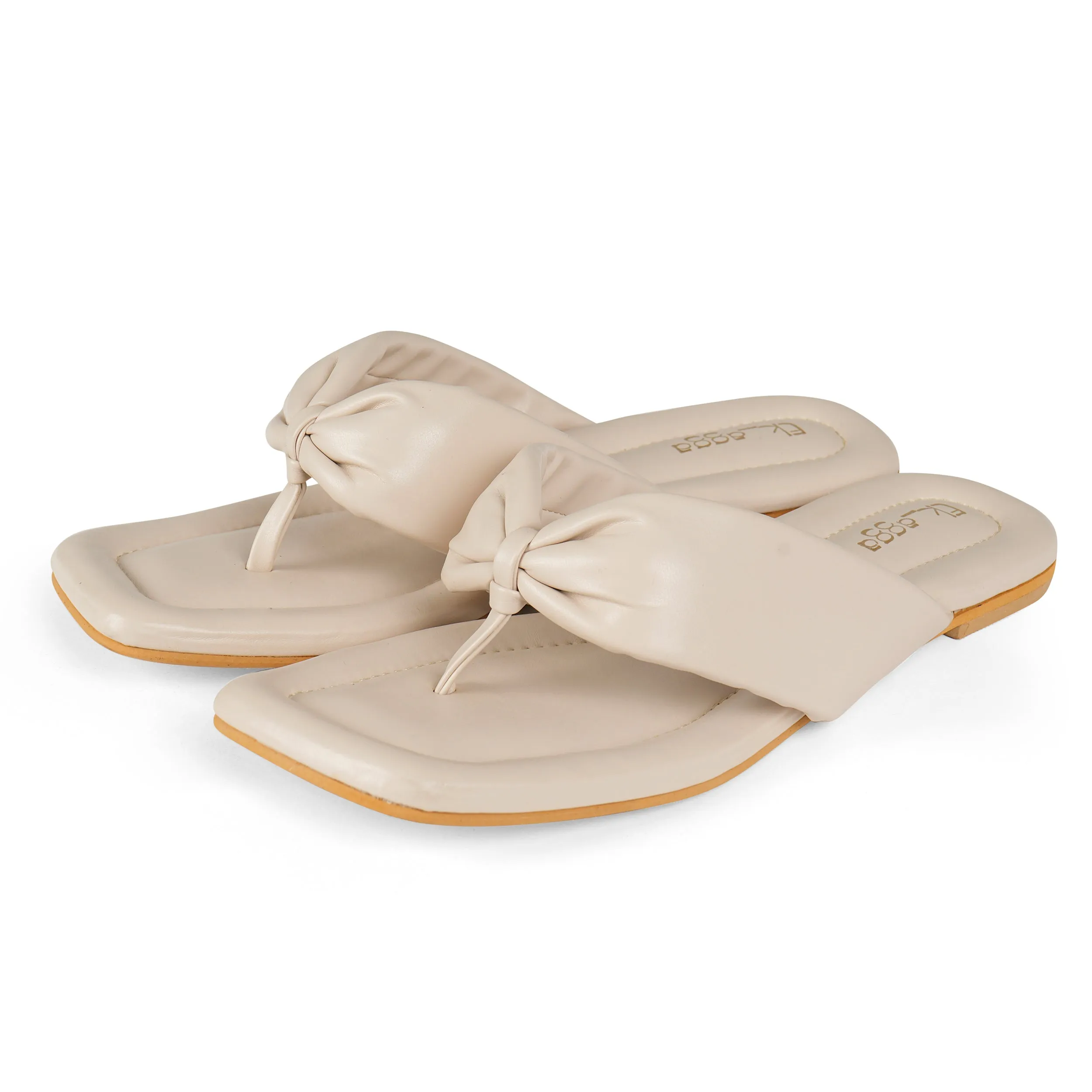 Cream  Thong  Flat