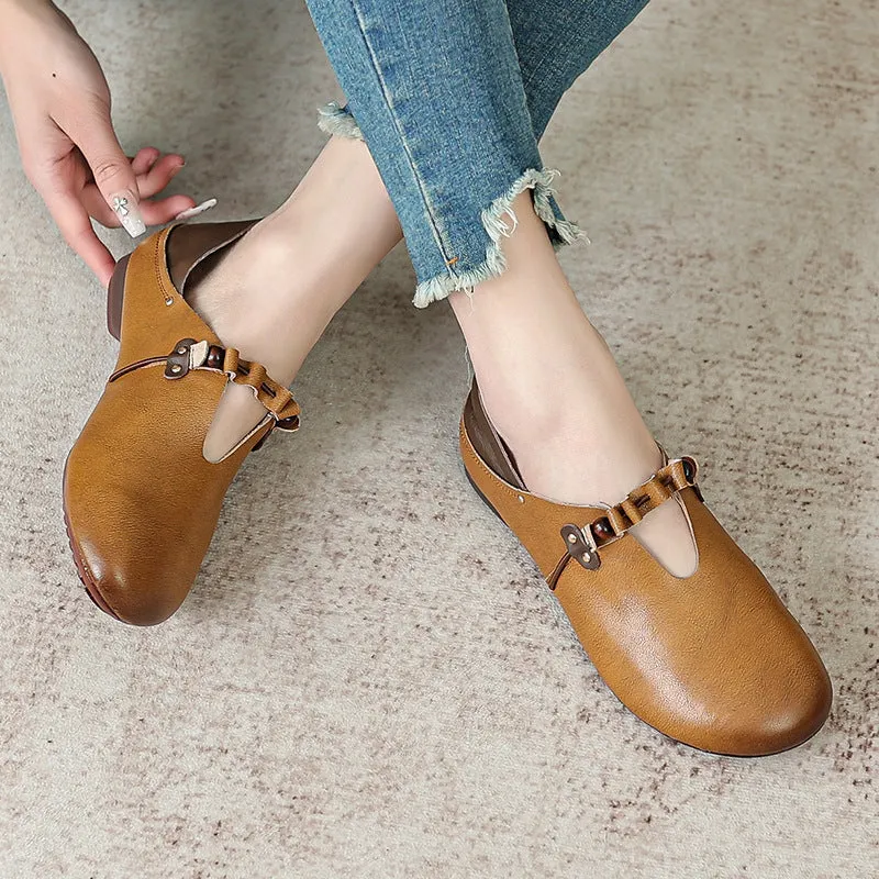 Creamtopmall Cow Tendon Soles Handcrafted Leather Slip-On Shoes