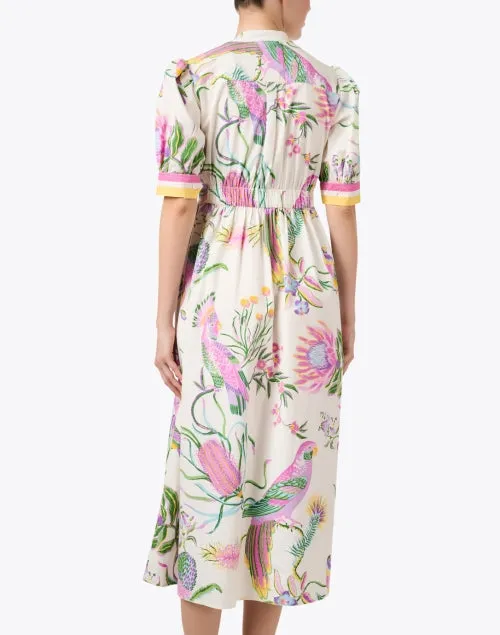 Daffodil White Multi Floral Print Cotton Dress