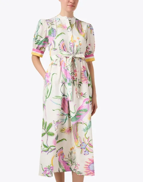 Daffodil White Multi Floral Print Cotton Dress