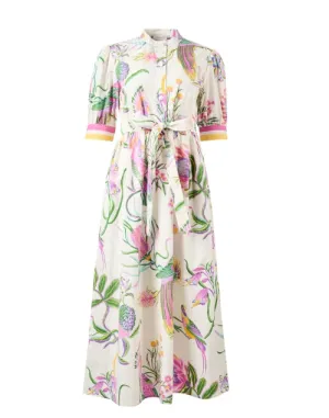 Daffodil White Multi Floral Print Cotton Dress