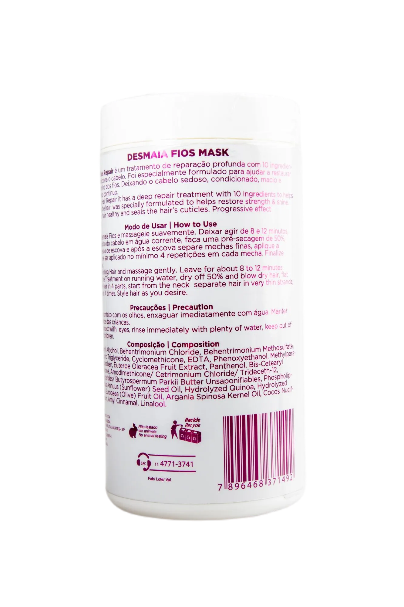 Desmaia Fios Hair Faints Instant Reconstruction 10x Active Mask 1Kg - Ony Liss
