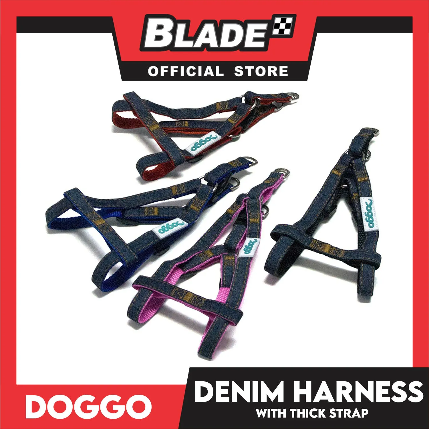 Doggo Denim Harness Small Size (Black) Harness for Dog