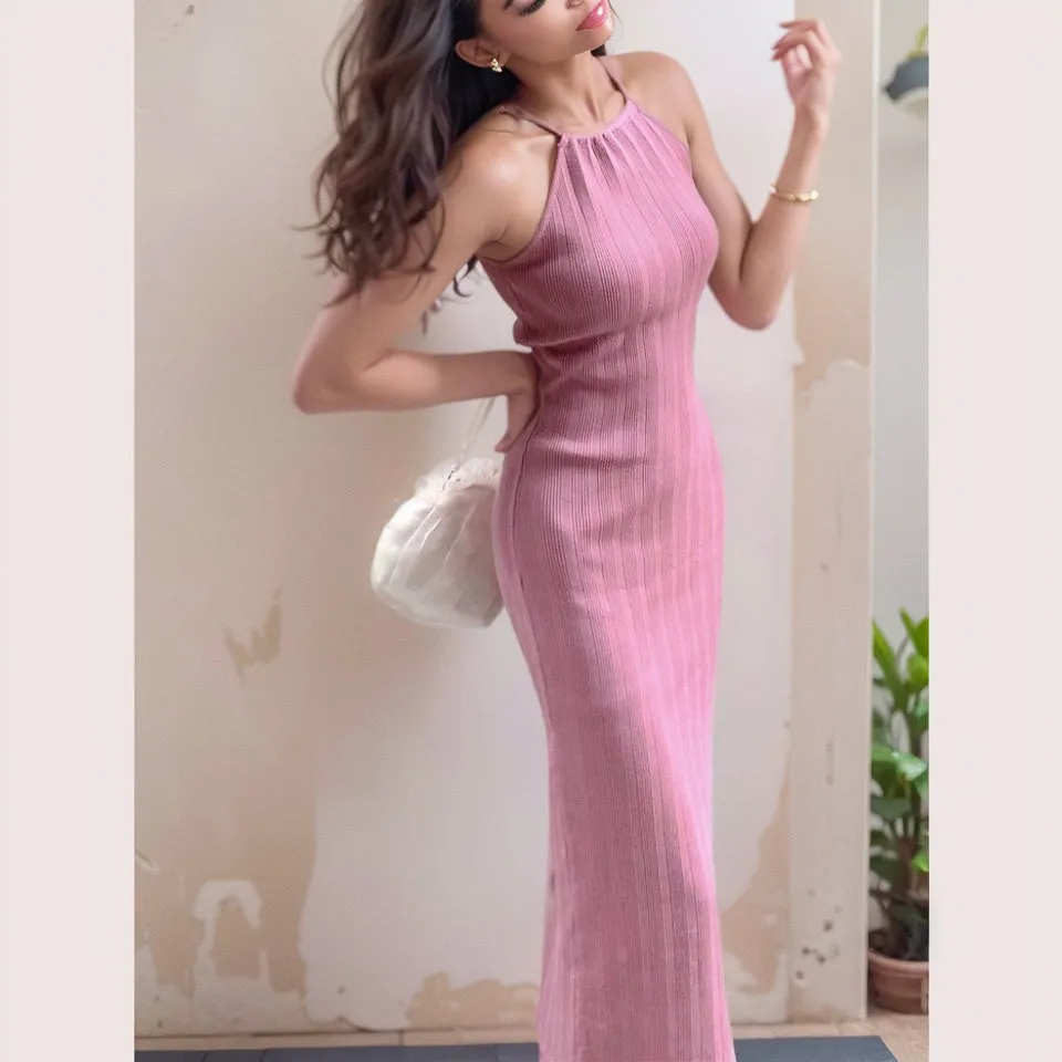 Elegance Ice Silk Sheath Dress for a Skinny Fit
