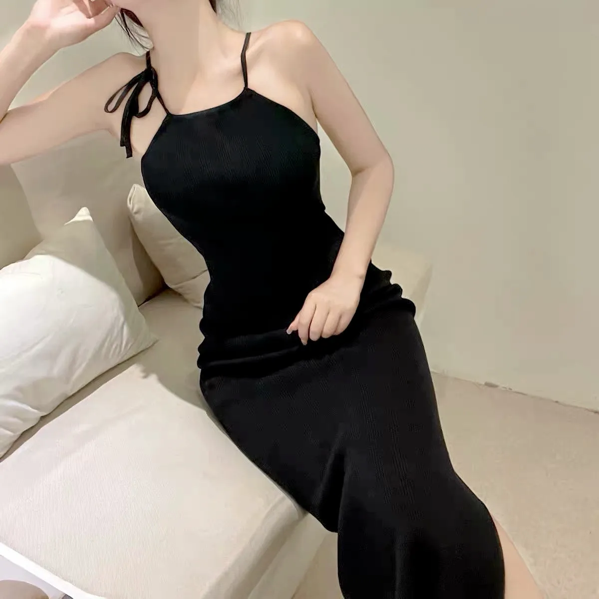 Elegance Ice Silk Sheath Dress for a Skinny Fit