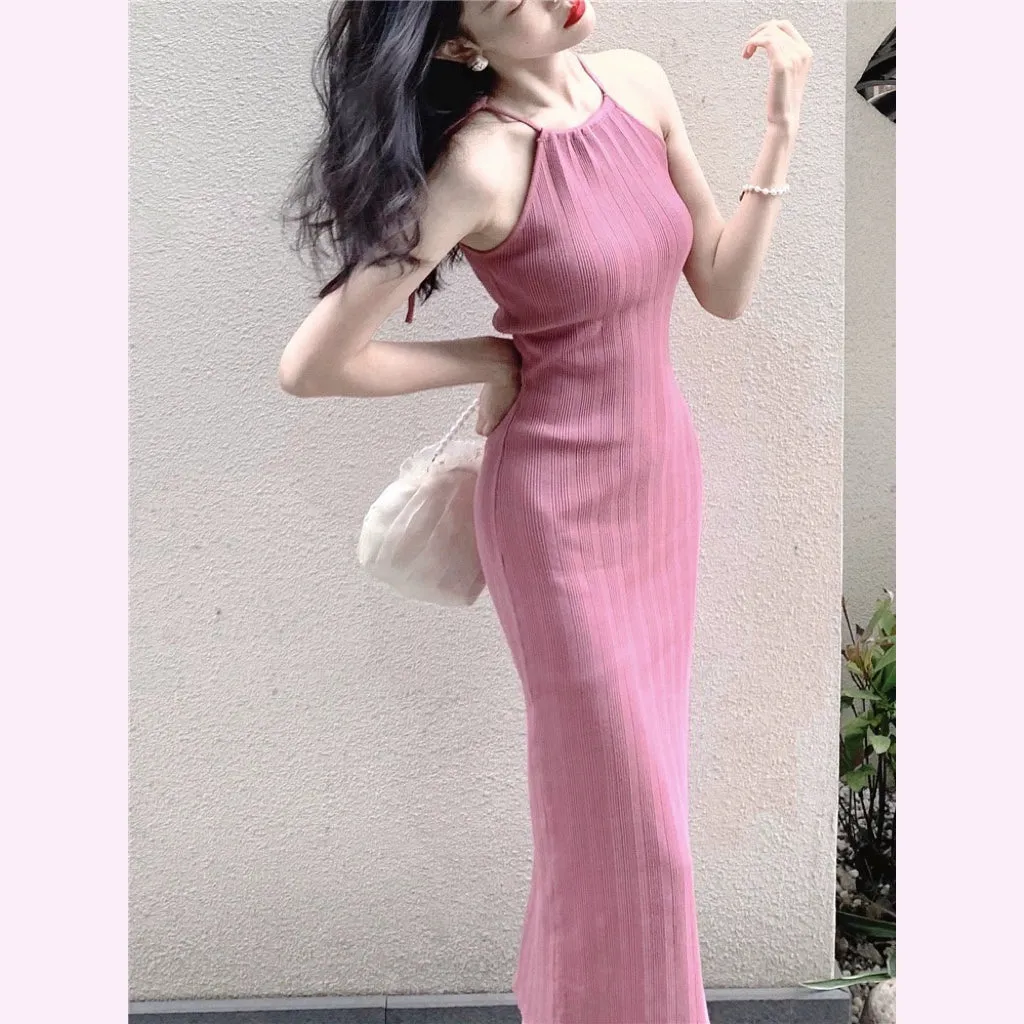 Elegance Ice Silk Sheath Dress for a Skinny Fit