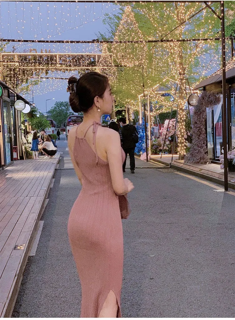Elegance Ice Silk Sheath Dress for a Skinny Fit