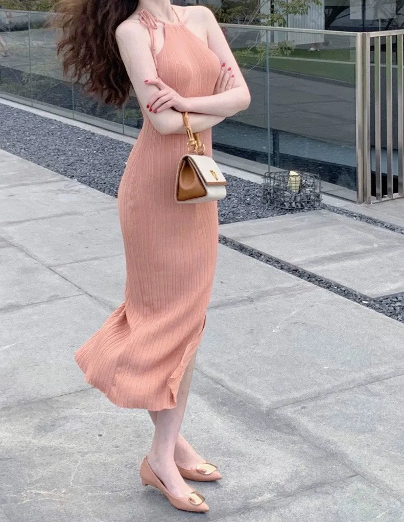 Elegance Ice Silk Sheath Dress for a Skinny Fit