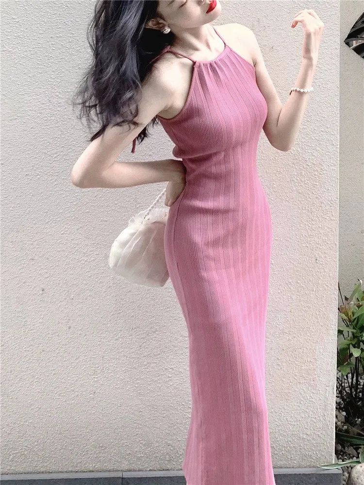 Elegance Ice Silk Sheath Dress for a Skinny Fit