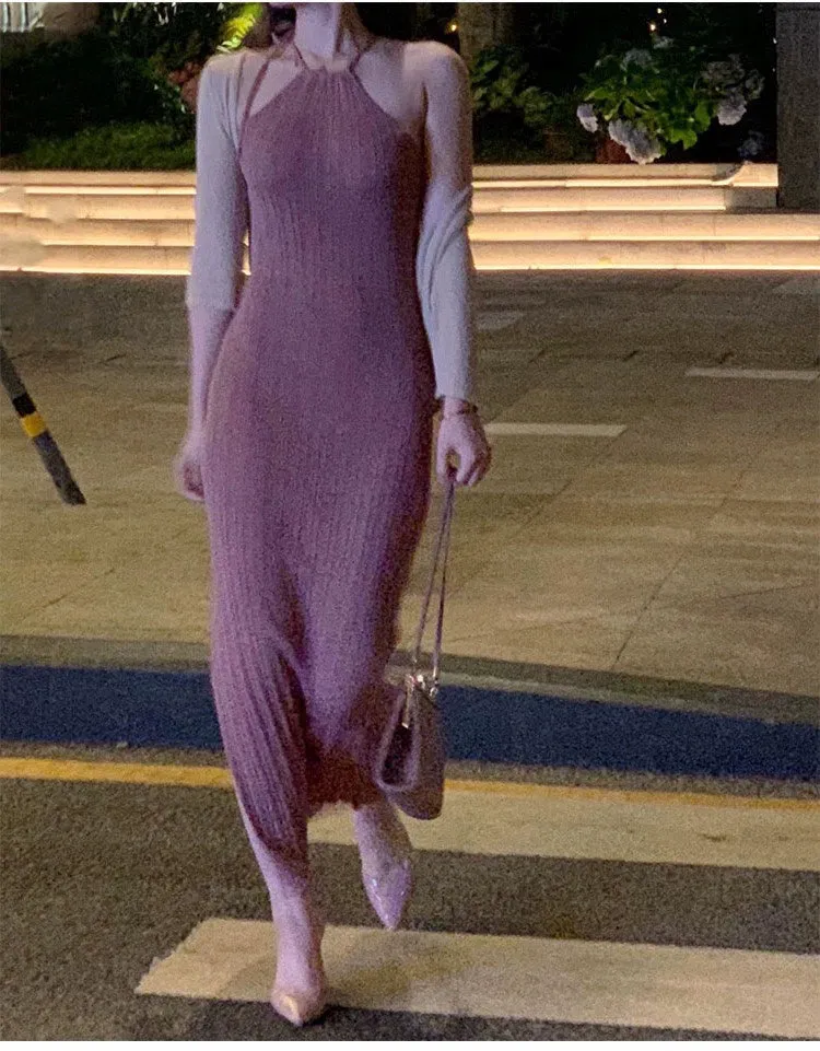 Elegance Ice Silk Sheath Dress for a Skinny Fit
