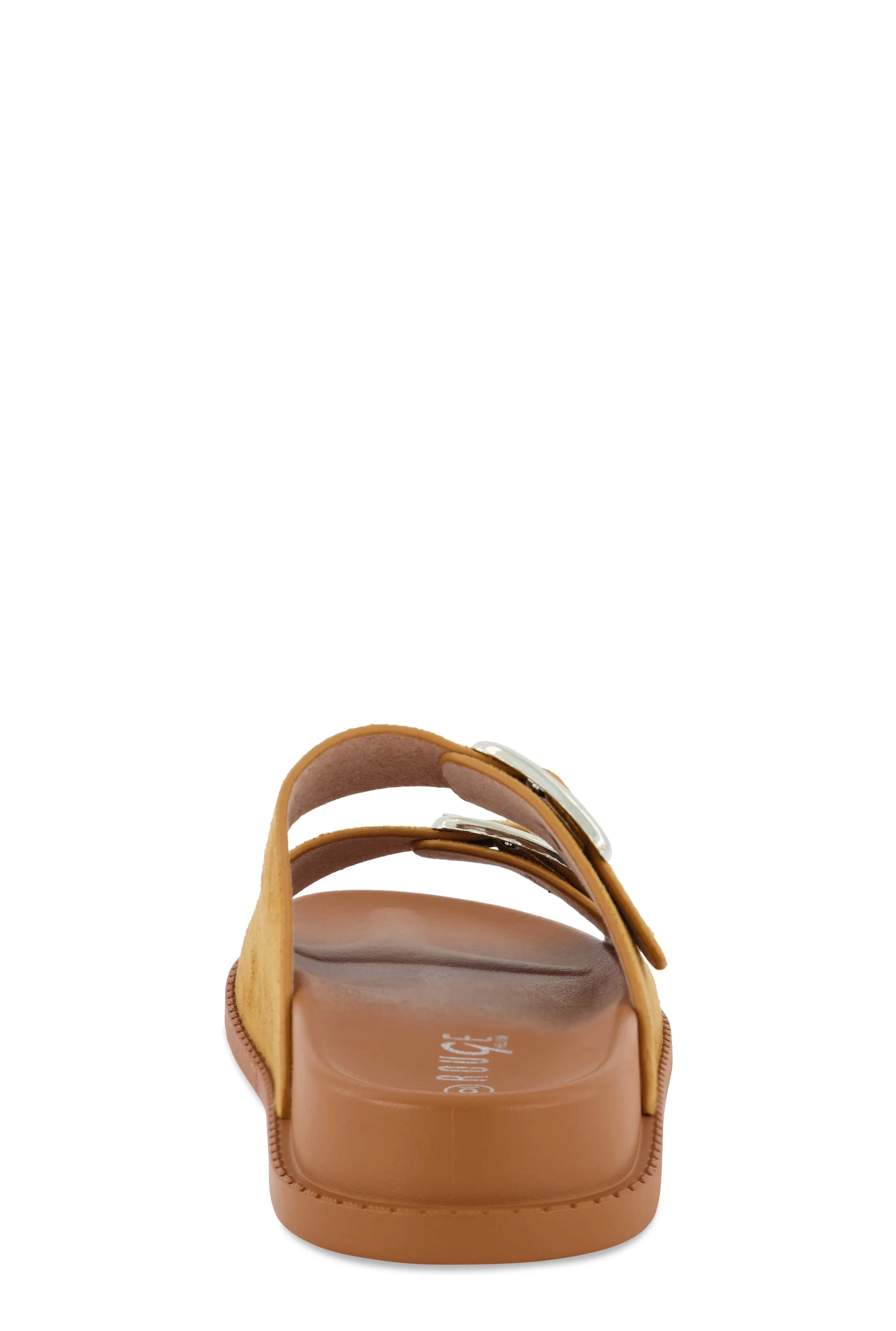 Faux Suede Double Buckle Band Slide Sandals