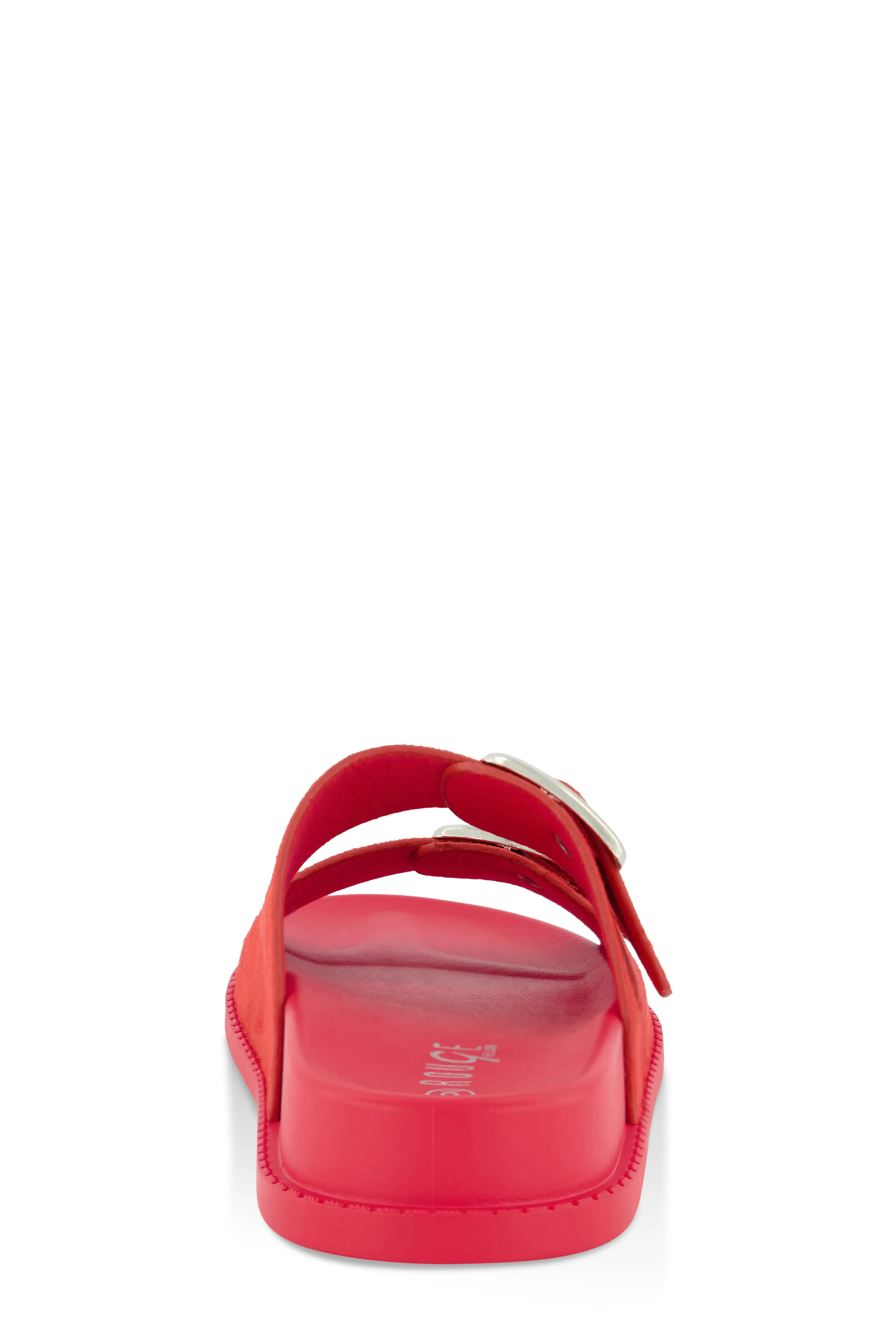 Faux Suede Double Buckle Band Slide Sandals