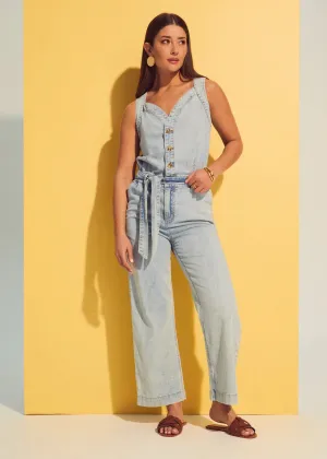 FDJ Sleeveless Wide-Leg Jumpsuit – Powder Wash Denim
