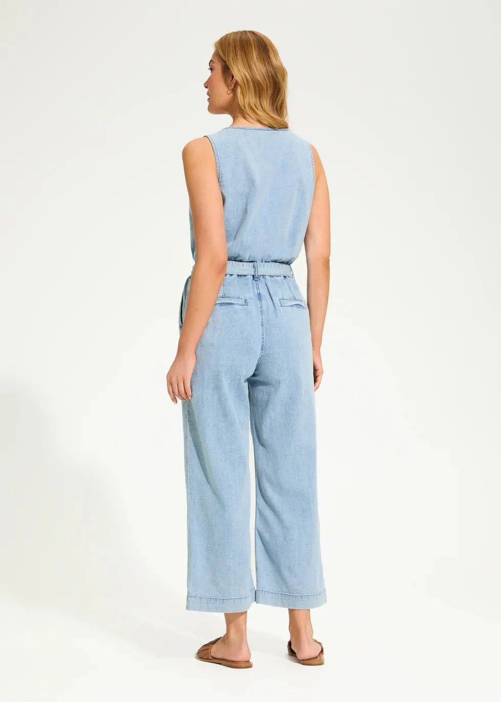 FDJ Sleeveless Wide-Leg Jumpsuit – Powder Wash Denim