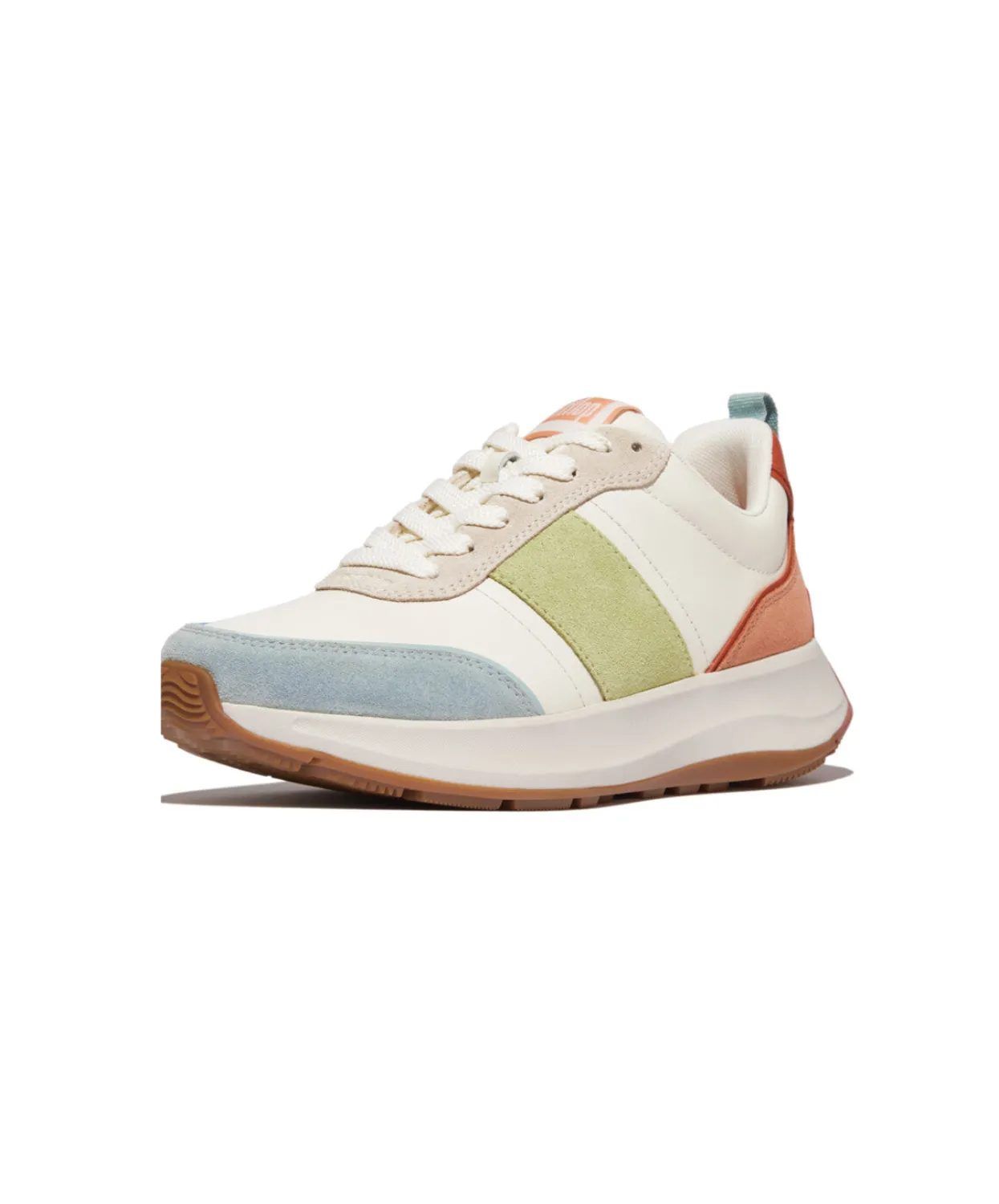 FitFlop F-Mode Flow Suede-Mix Flatform Sneaker Apricot Mix