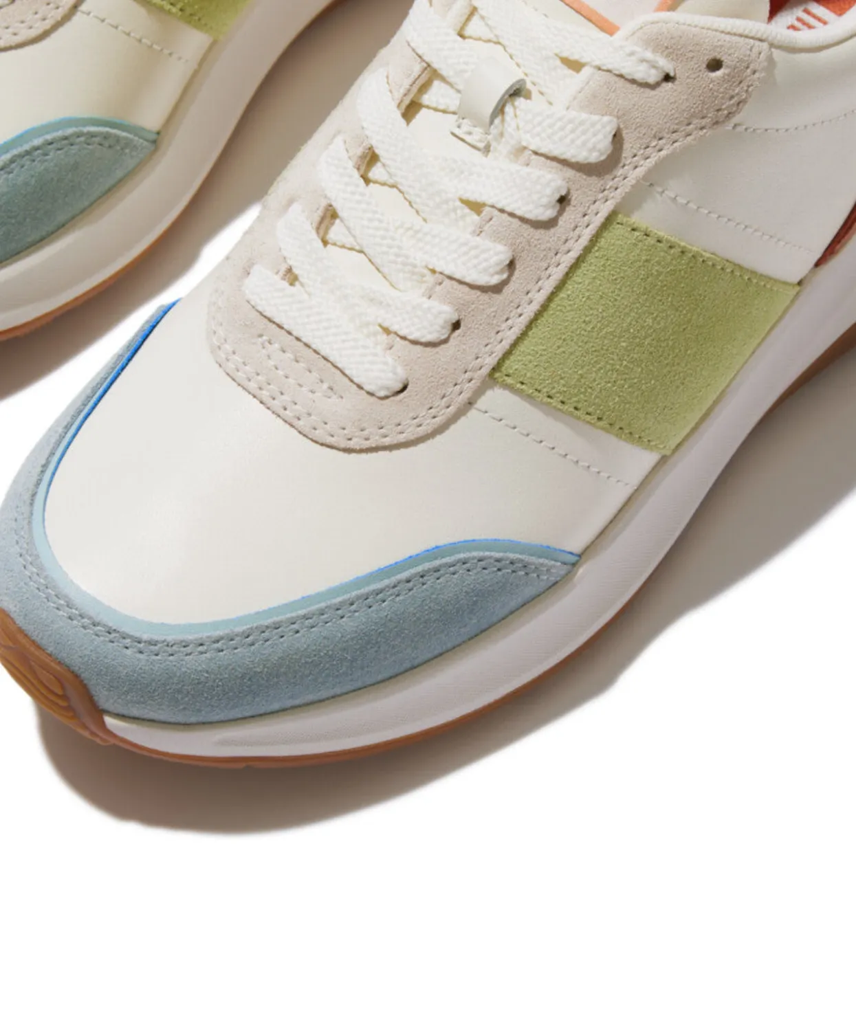 FitFlop F-Mode Flow Suede-Mix Flatform Sneaker Apricot Mix