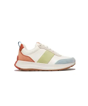 FitFlop F-Mode Flow Suede-Mix Flatform Sneaker Apricot Mix