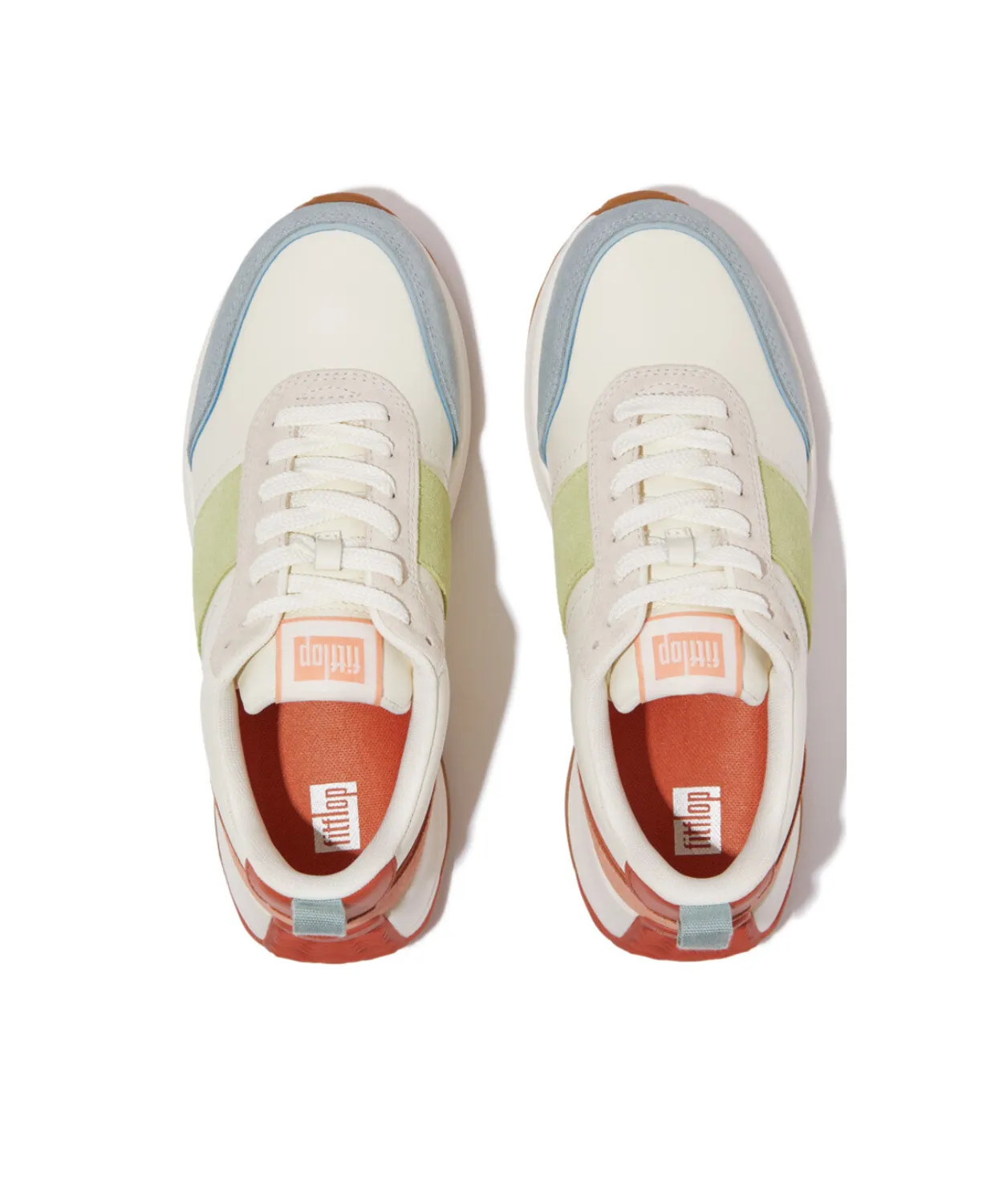 FitFlop F-Mode Flow Suede-Mix Flatform Sneaker Apricot Mix