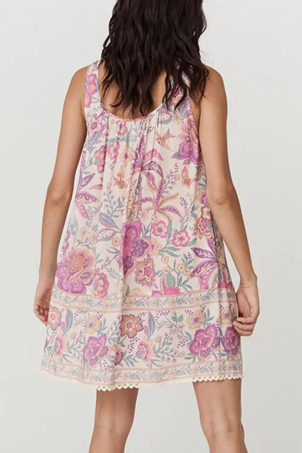 Floral Tie Neck Mini Dress – Sleeveless & Breezy