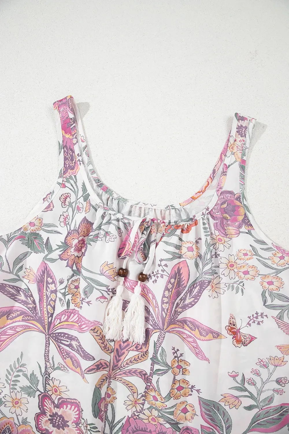 Floral Tie Neck Mini Dress – Sleeveless & Breezy