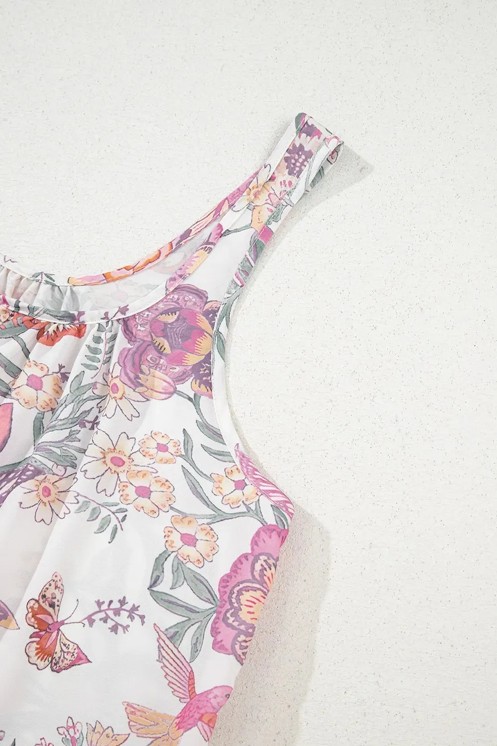 Floral Tie Neck Mini Dress – Sleeveless & Breezy