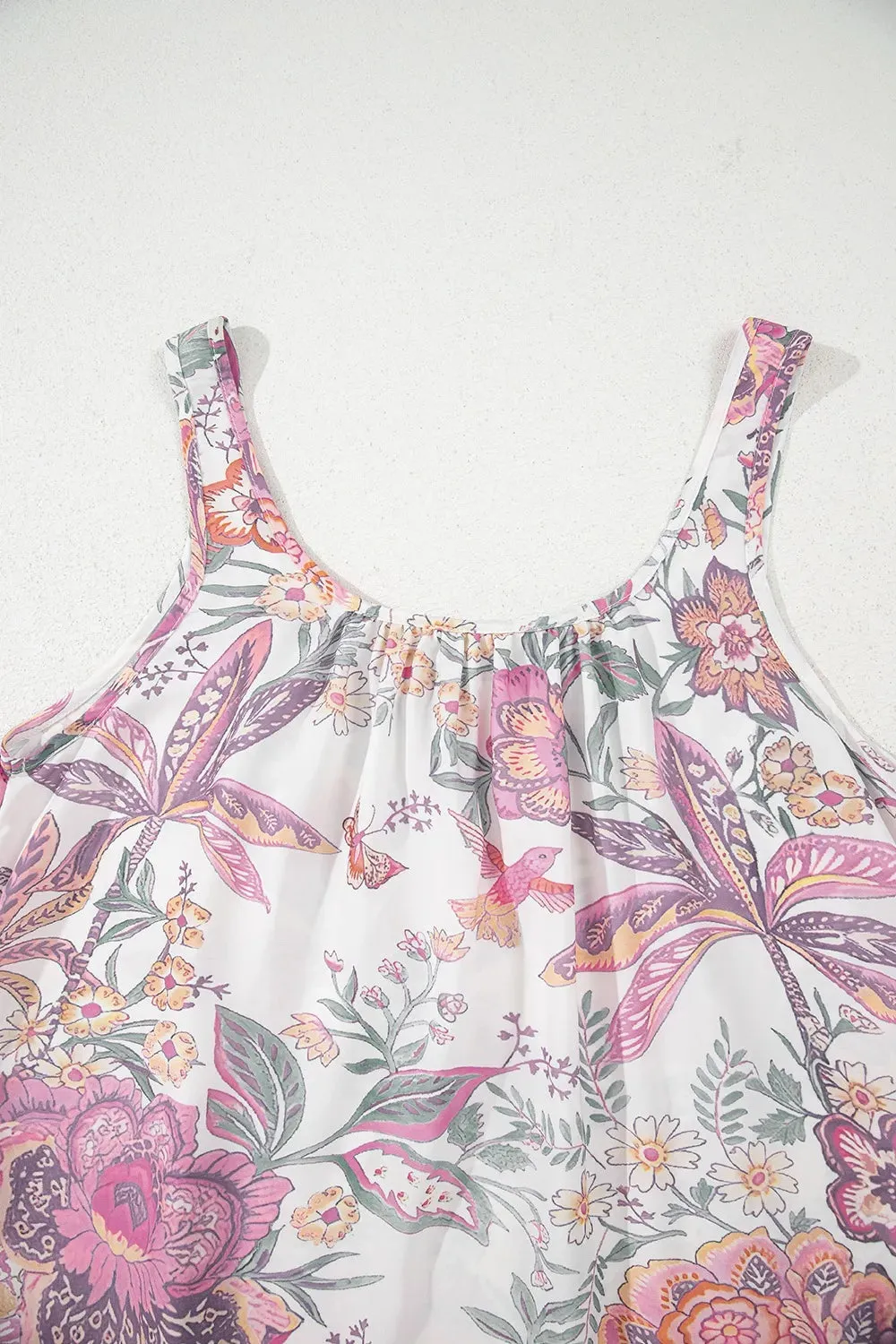 Floral Tie Neck Mini Dress – Sleeveless & Breezy