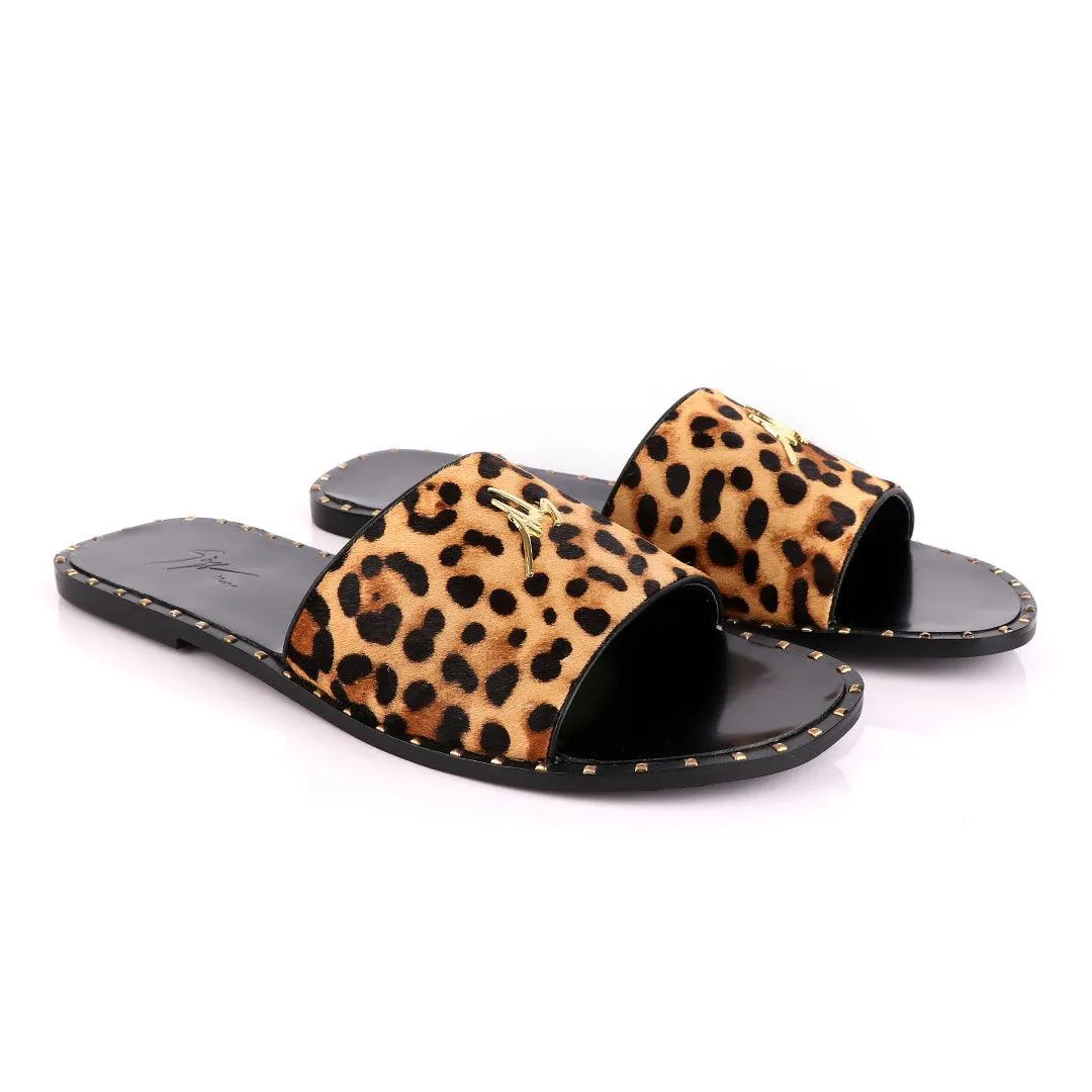 Giuseppe Zanotti Brown Animal Slippers