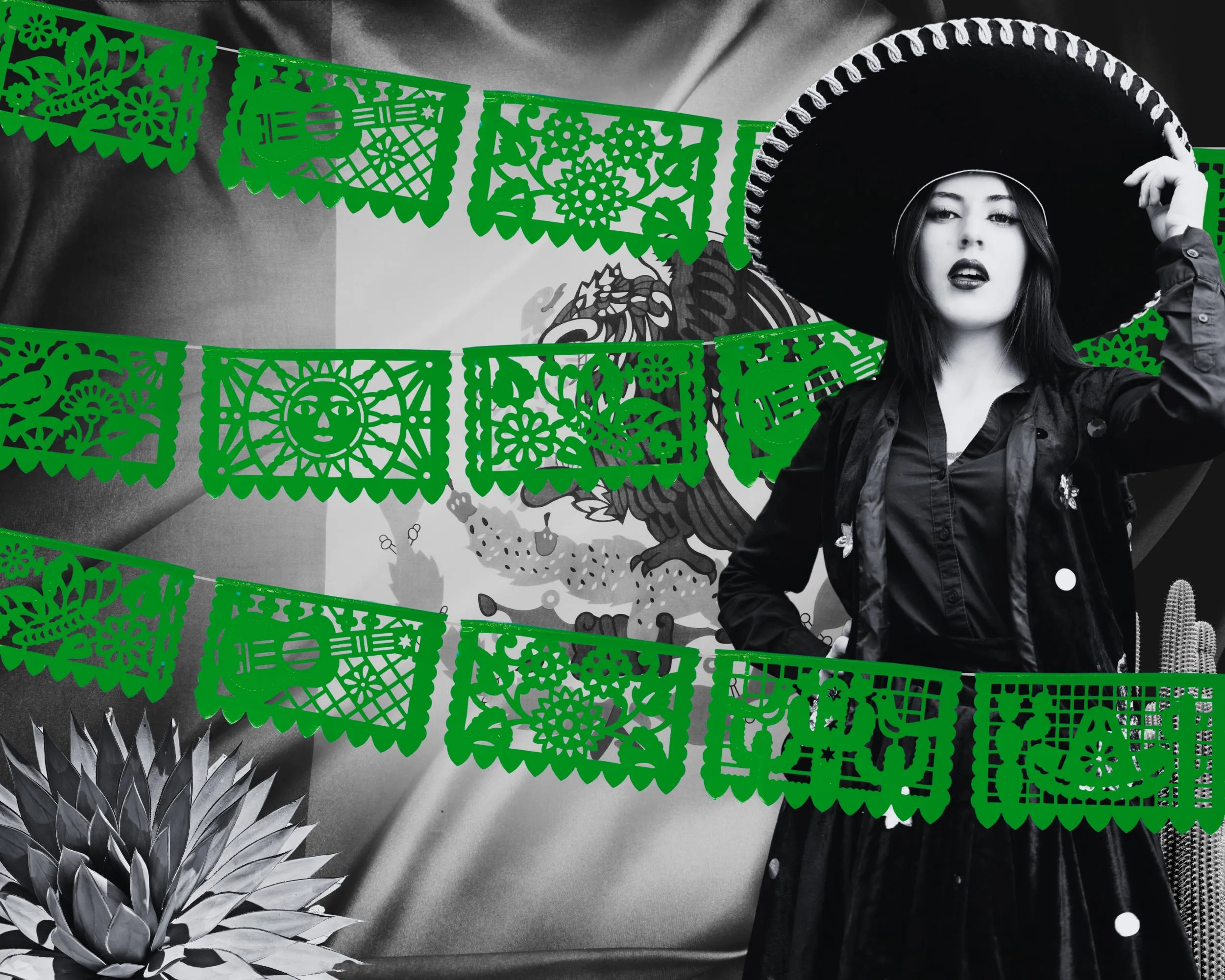 Green Plastic Papel picado banners, 3 pk 36ft