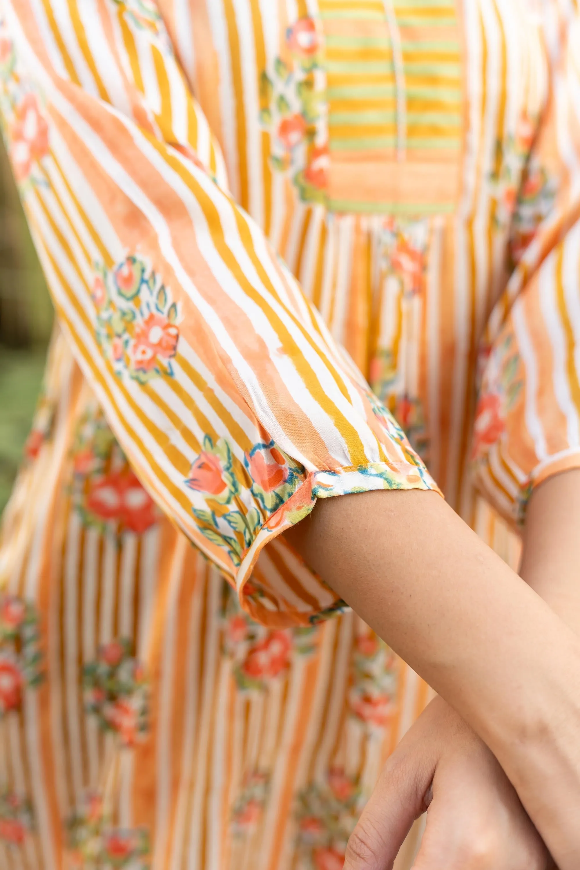 Gul Peach Block Print Modal Kurta | Ray-ethnic