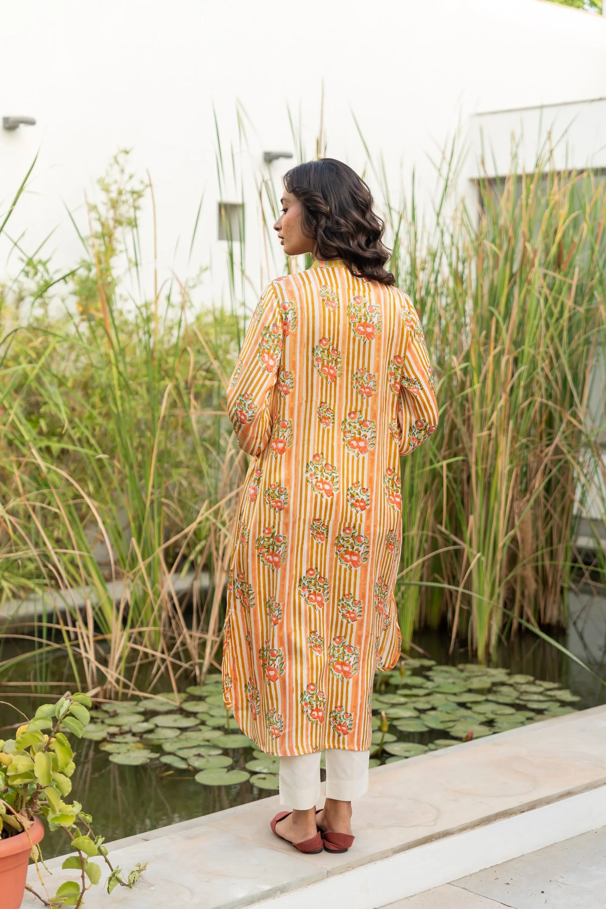 Gul Peach Block Print Modal Kurta | Ray-ethnic
