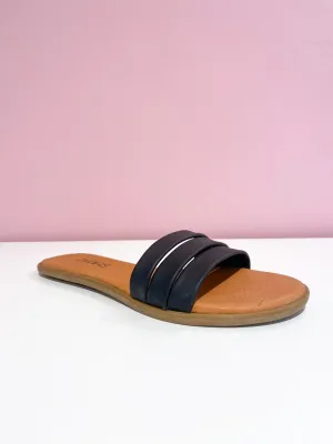 HANA leer - Slippers | Black