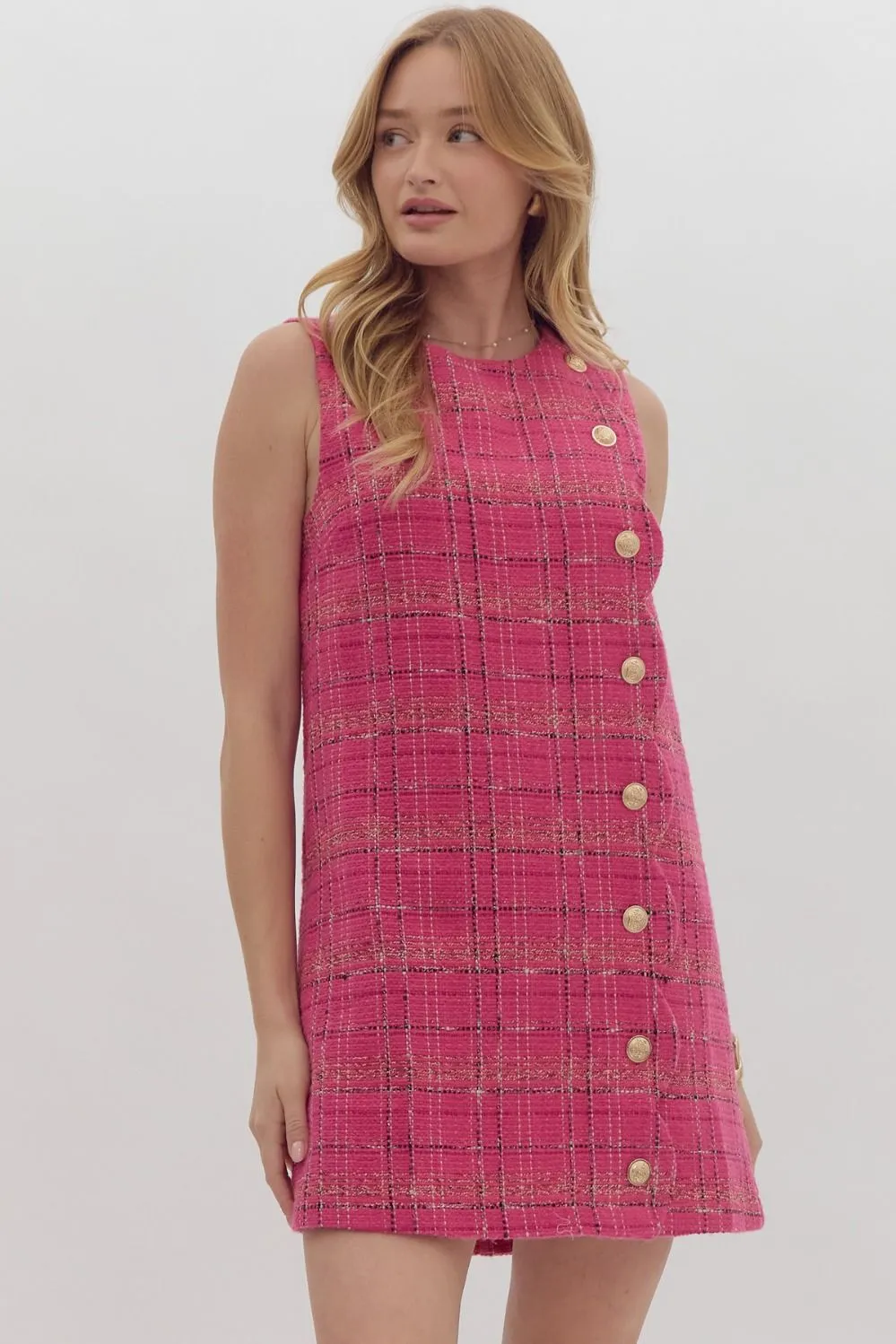 High Class Sass Scallop Tweed Dress