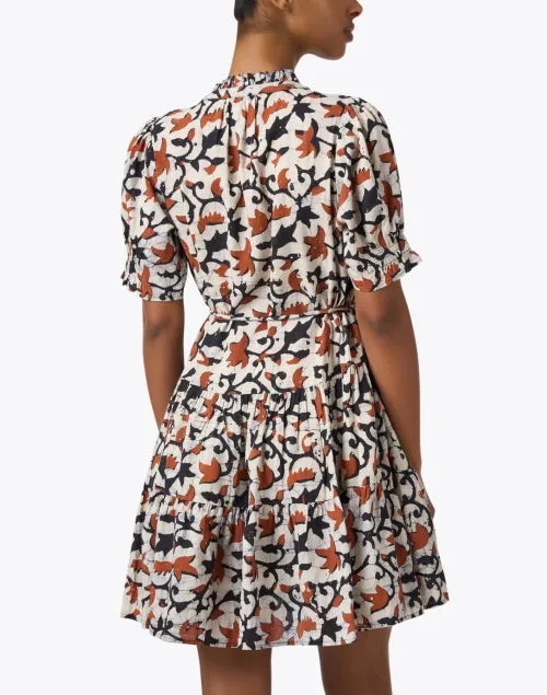 Las Alturas Navy and Orange Print Dress