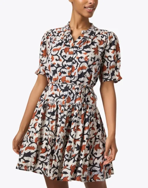 Las Alturas Navy and Orange Print Dress