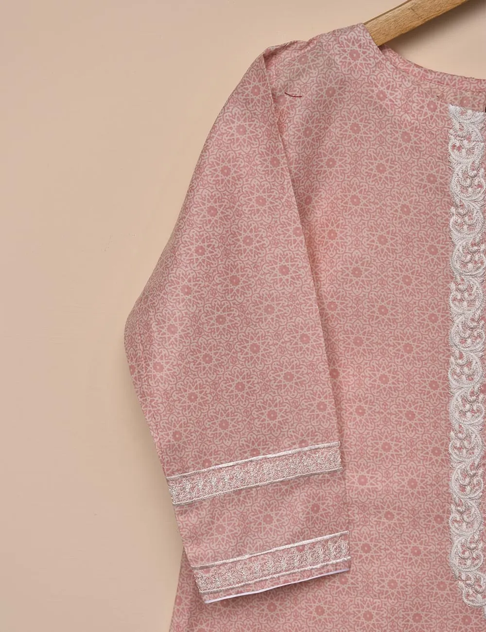 Lawn Embroidered &amp; Printed Stitched Kurti - Leland (T20-052A-Pink)
