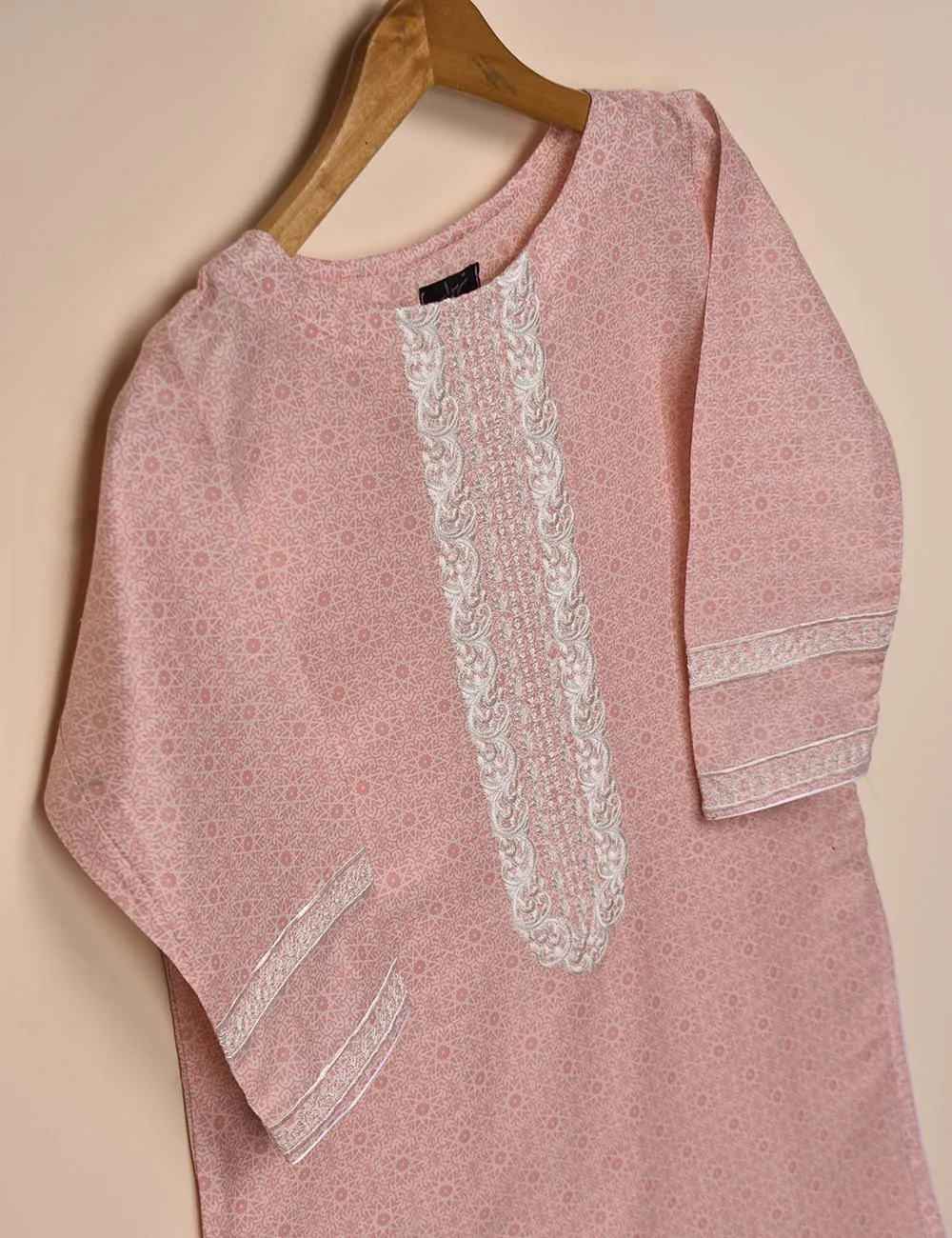 Lawn Embroidered &amp; Printed Stitched Kurti - Leland (T20-052A-Pink)
