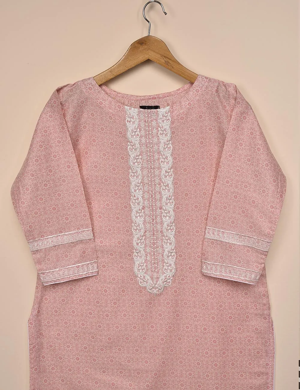 Lawn Embroidered &amp; Printed Stitched Kurti - Leland (T20-052A-Pink)