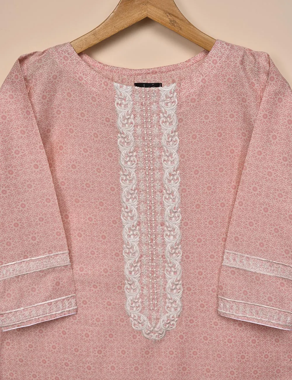 Lawn Embroidered &amp; Printed Stitched Kurti - Leland (T20-052A-Pink)