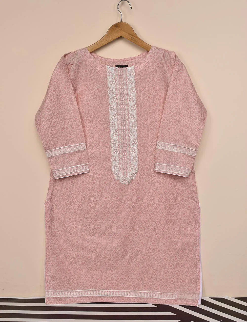 Lawn Embroidered &amp; Printed Stitched Kurti - Leland (T20-052A-Pink)