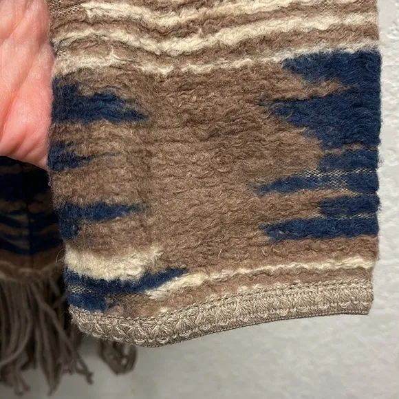 Lucky Brand Southwest Style Open Front Cardigan with Fringe bottom S